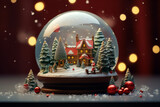Merry Christmas Greetings and Decorations of balls, pine cones and gifts and snowflake