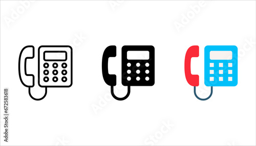 Phone icon set. Old telephone for office. Retro rotary phone, Symbol of web support. Sign of connection, call, helpline, hotline and business. vector illustration on white background