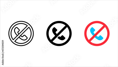 Forbidden call vector icon set. vector illustration on white background