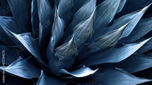 closeup agave cactus  abstract natural pattern background and textures  dark blue toned