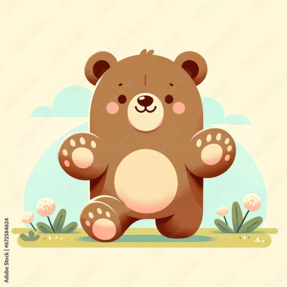 Adorable Cartoon Bear Illustration - Perfect for Children's Book and Nursery Decor Adorable Cartoon Bear Illustration - Perfect for Children's Book and Nursery Decor
