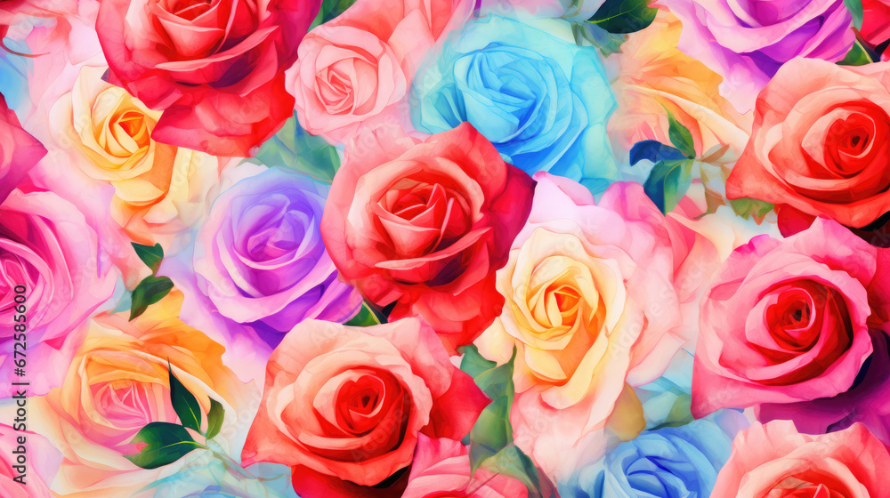 Vibrant Roses Watercolor Seamless Pattern Romantic, Background Image, Hd Vibrant Roses Watercolor Seamless Pattern Romantic, Background Image, Hd