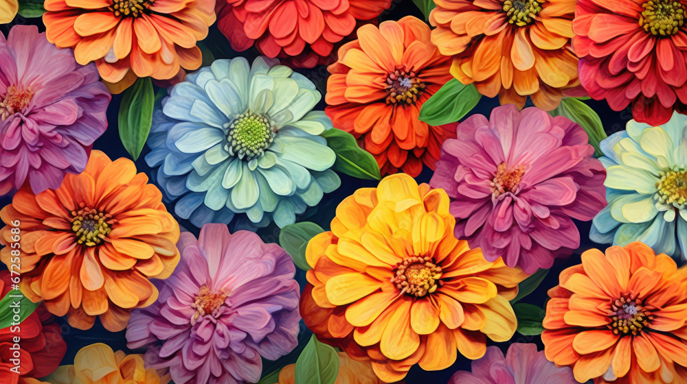 Vibrant Zinnias Watercolor Seamless Pattern Bold, Background Image, Hd