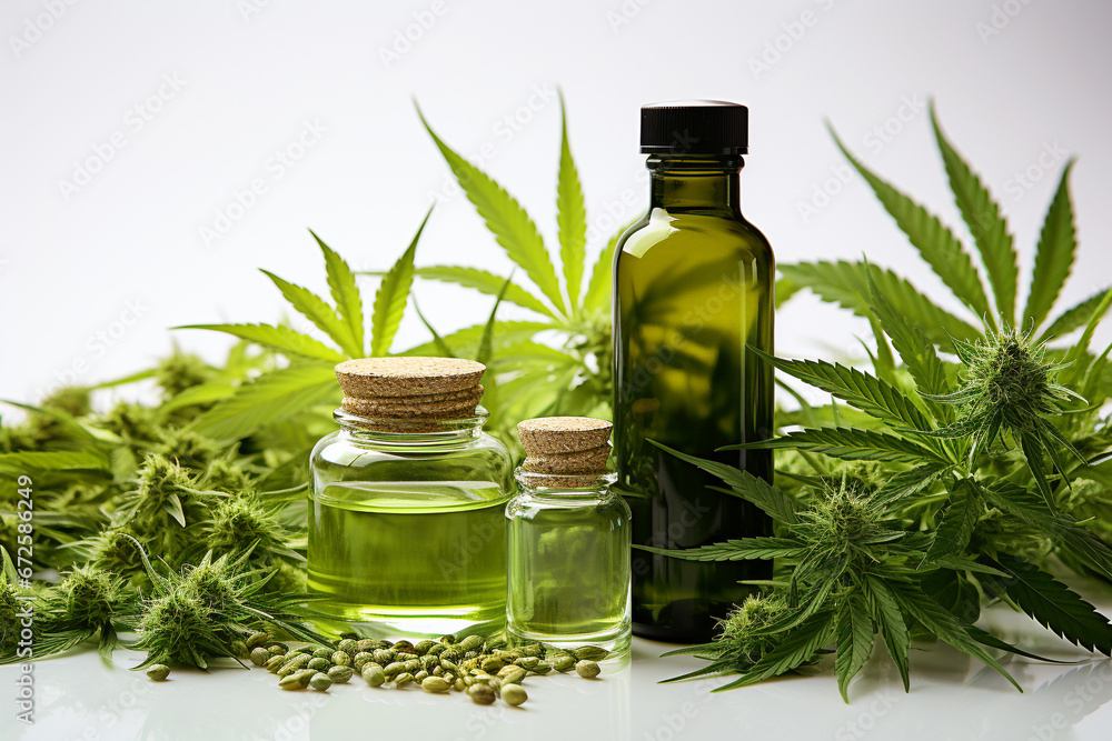 Hemp oil and alternative medicine in jar, medical marijuana, cannabis leaves, narcotic drug Hemp oil and alternative medicine in jar, medical marijuana, cannabis leaves, narcotic drug
