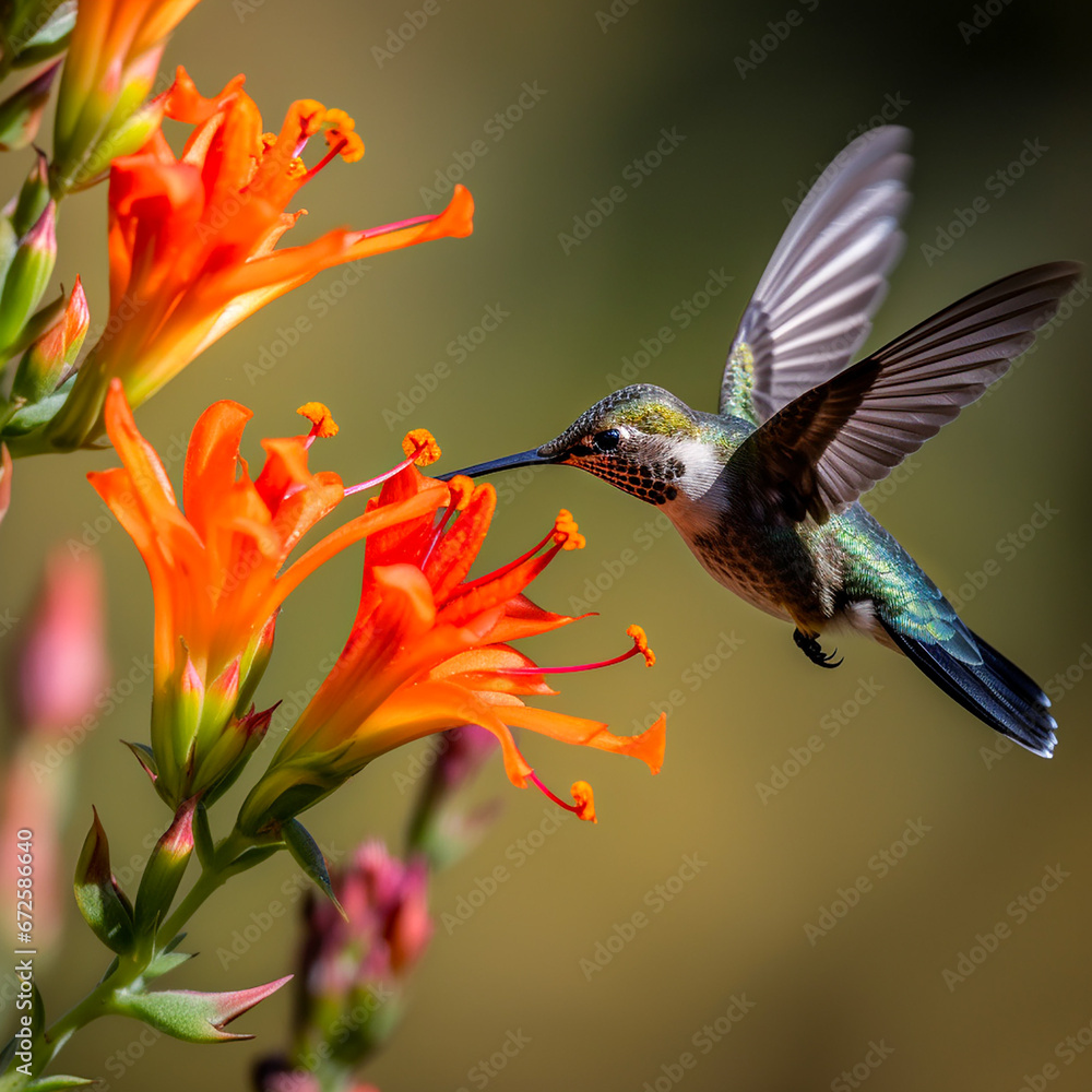 Fototapeta premium hummingbird near a flower