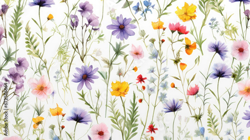 Wildflowers Watercolor Seamless Pattern Natural  Background Image  Hd