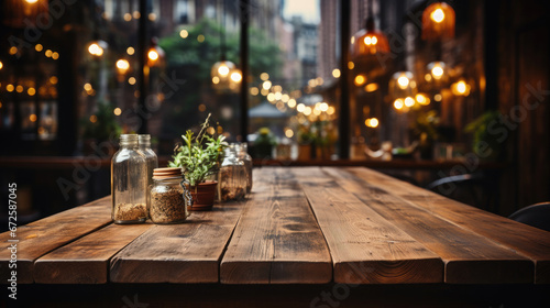 Wooden Board Empty Table In Front Of Blurred Background, Background Image, Hd