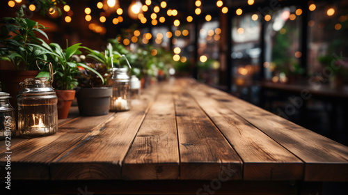 Wooden Board Empty Table In Front Of Blurred Background, Background Image, Hd