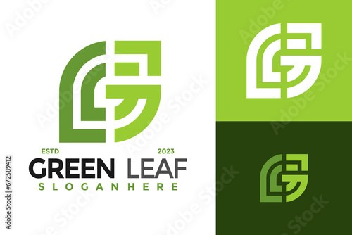 Letter G Green Leaf Logo design vector symbol icon illustration