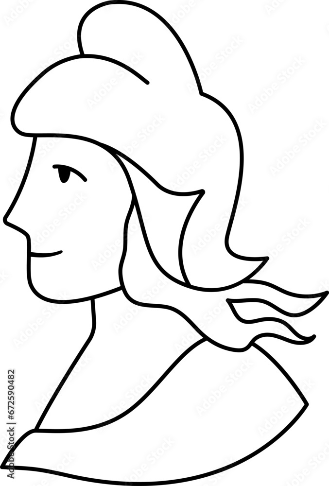 Vector Marianne line icon. Traditional French symbol black and white illustration or coloring page. Female face profile. Woman head in red hat . Vector Marianne line icon. Traditional French symbol black and white illustration or coloring page. Female face profile. Woman head in red hat .