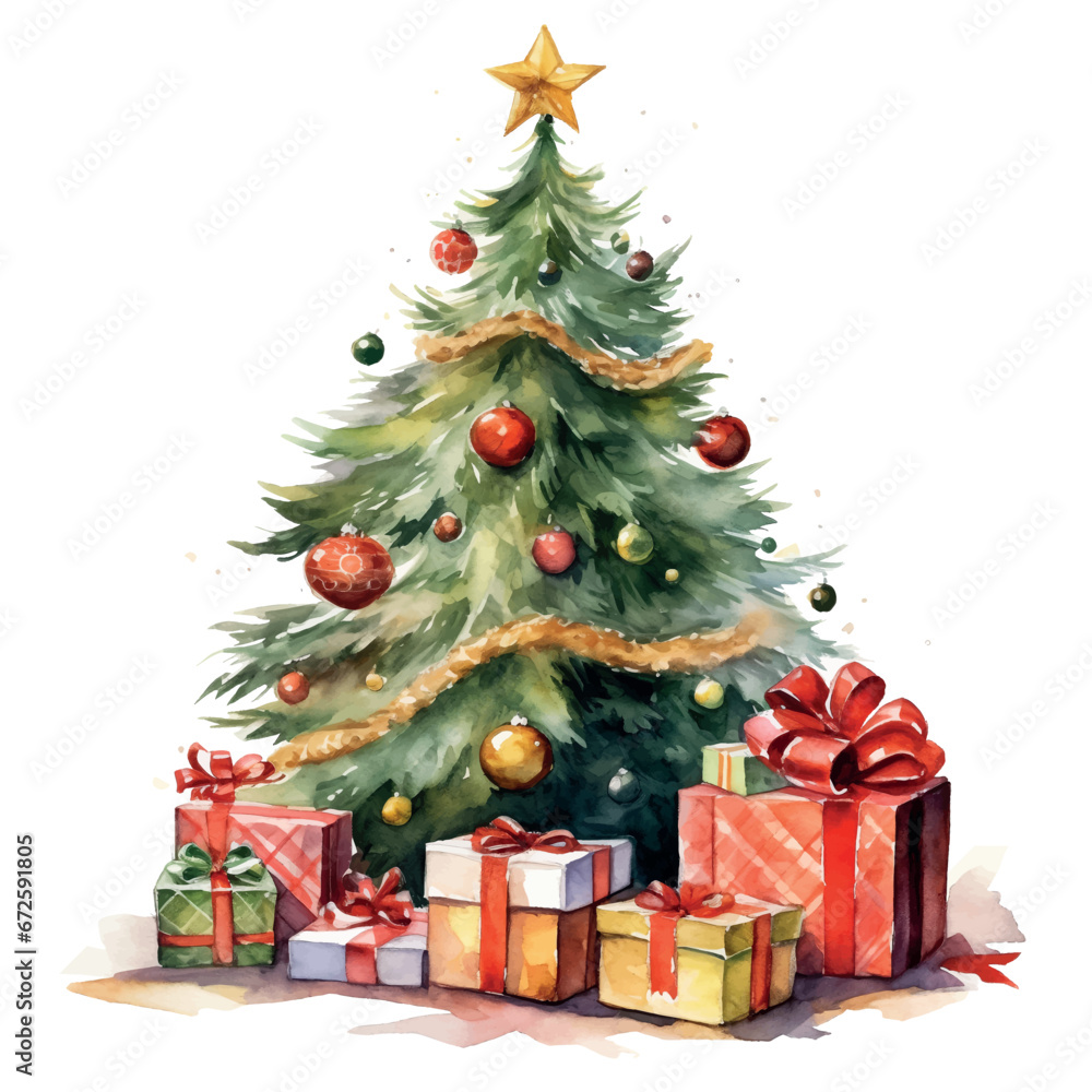 Vector christmas tree with gifts
