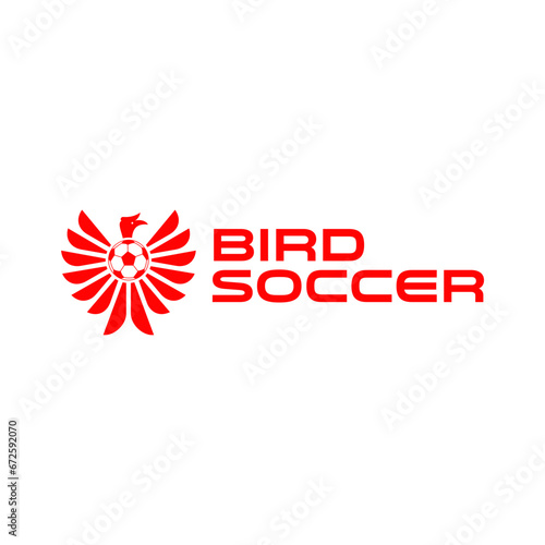 BIRD SOCCER BALL FOOTBALL MASCOT BORNEO SPORT LOGO VECTOR ICON ILLUSTRATION