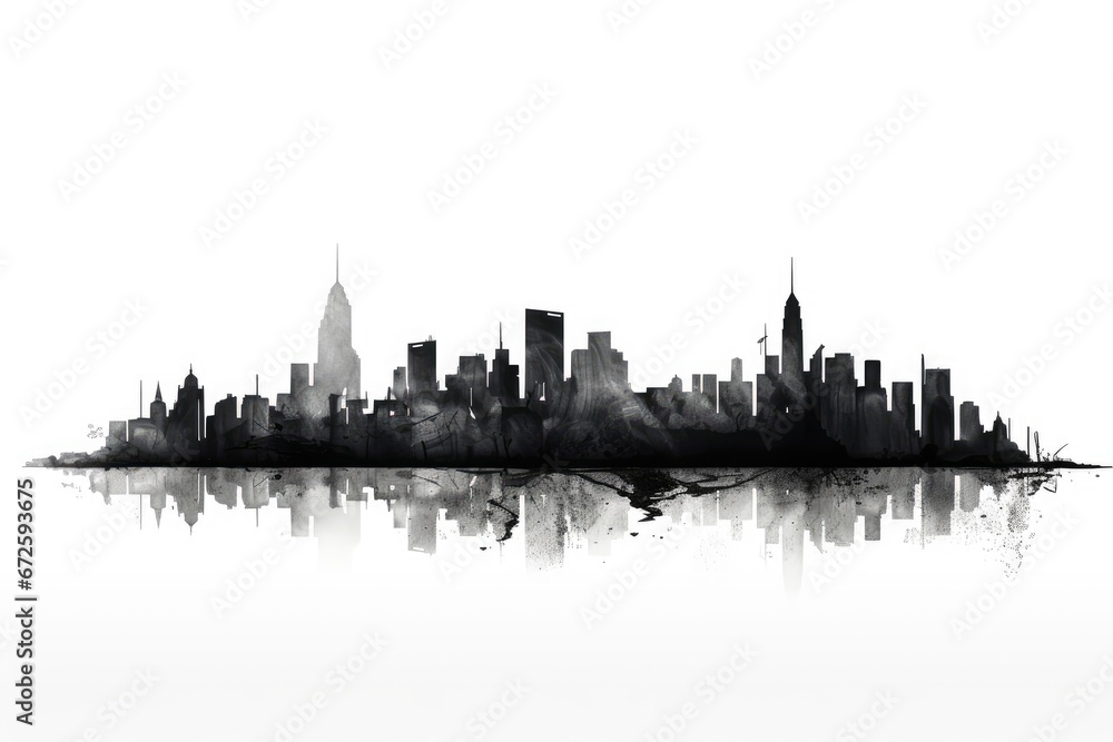 Fototapeta premium silhouette of a city on white background