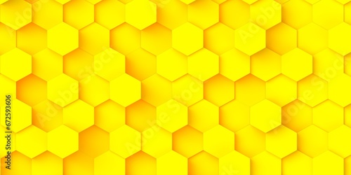 Volumetric hexagons at different levels. Background and backdrop in the form of a honeycomb. © Sergey