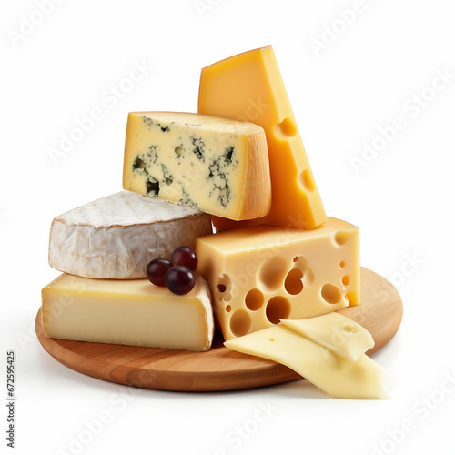 various types of cheese isolated on white