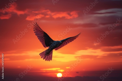 Eagle flying on the sunset time. 