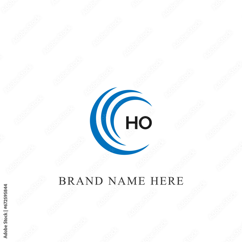 HO H O letter logo design. Initial letter HO linked circle uppercase monogram logo blue  and white. HO logo, H O design. HO, H O