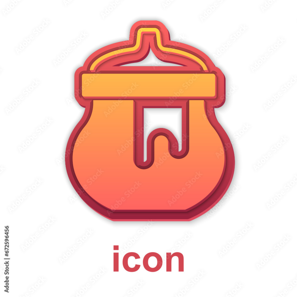 Obraz premium Gold Jar of honey icon isolated on white background. Food bank. Sweet natural food symbol. Vector