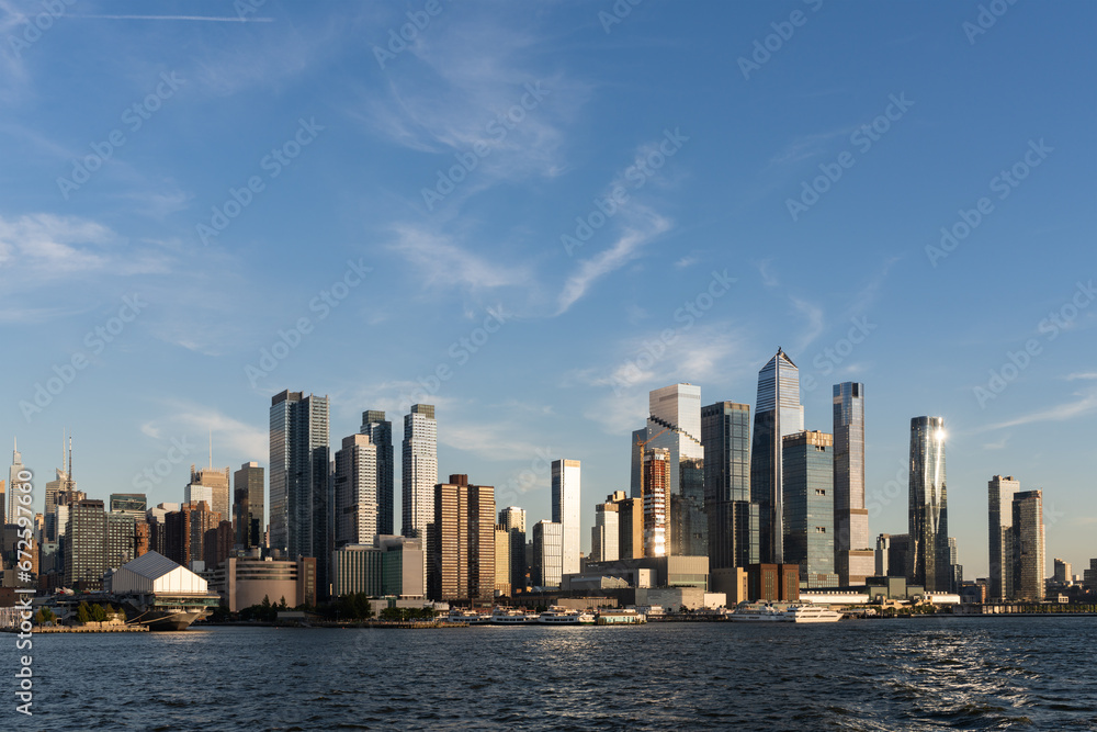 New York midtown with buildings, panoramic view on skyscrapers