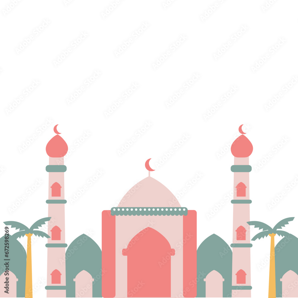 Mosque vector ornament illustration moslem ramadan