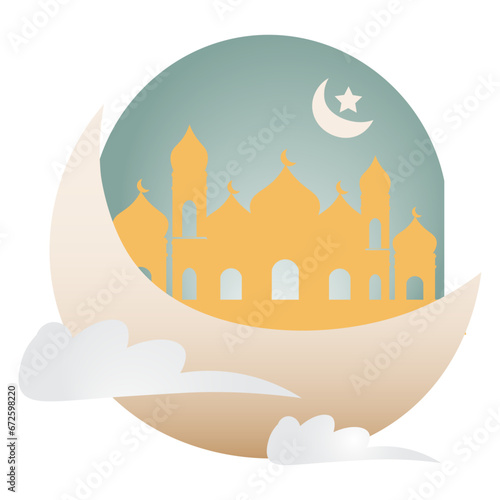 Mosque rectangle mosque vector ornament illustration