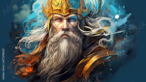 Odin - The nordic god of wisdom in gold and blue
 photo