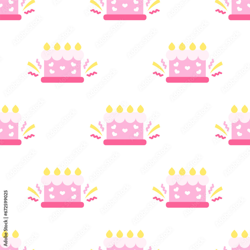 Birthday cake seamless pattern background.