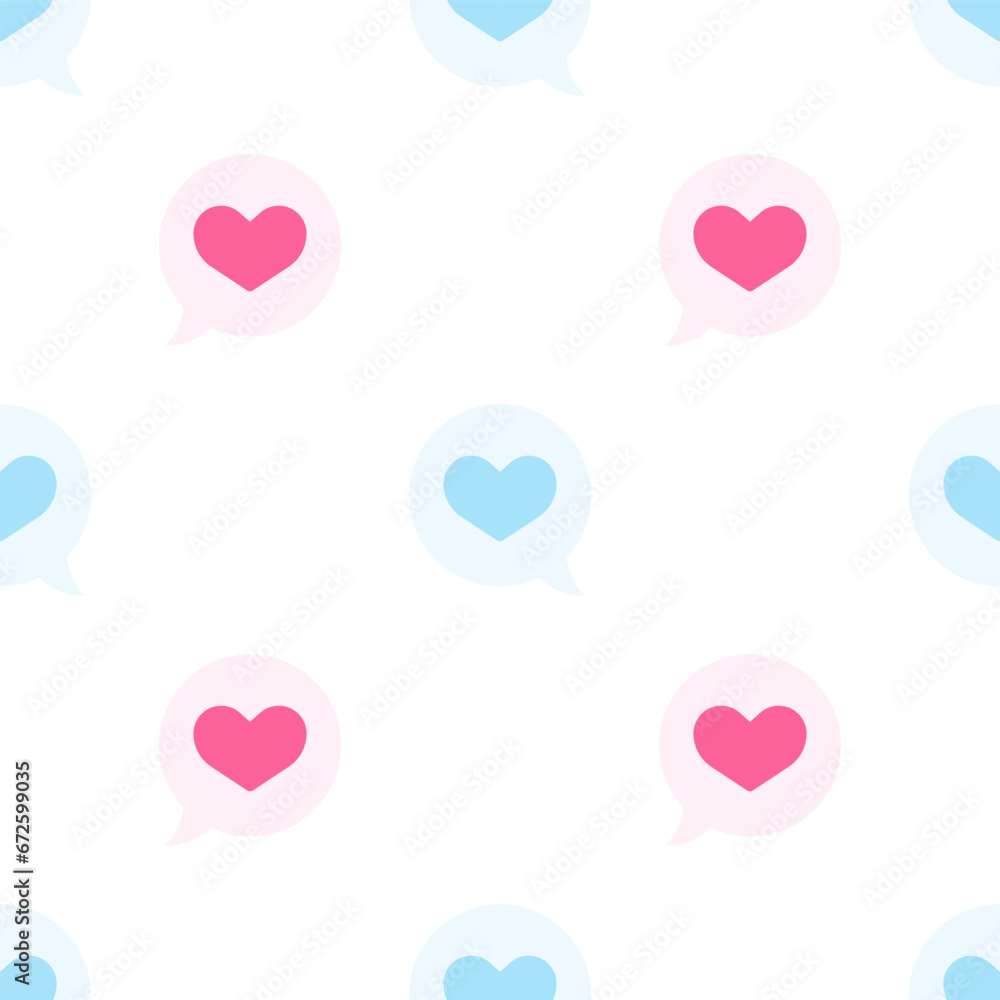 Speech bubble with Heart, Seamless pattern background. Speech bubble with Heart, Seamless pattern background.