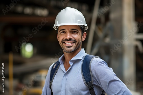 Construction worker, civil engineer with safety helmet in construction site, Construction worker checking and controlling project on building site, Contractor or architect