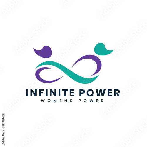 Infinite powers of women creative logo design concept modern and minimalist design