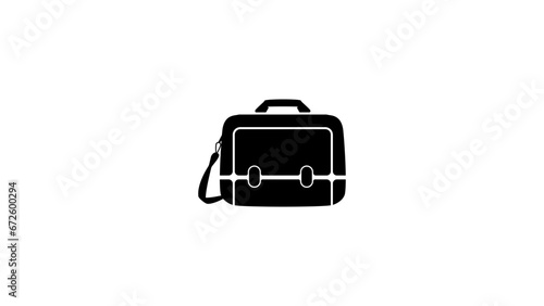 Briefcase icon, black isolated silhouette