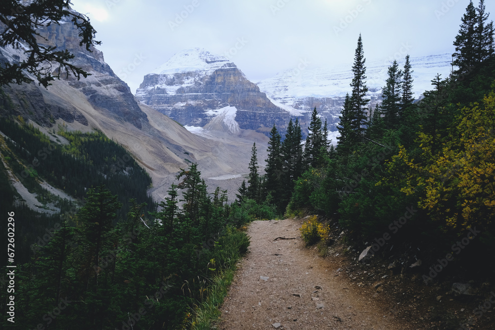 Hiking path that leaves from the Big Beehive viewpoint towards the Plain of Six Glaciers.
Alberta, Canada