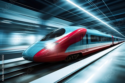 High-speed train: sleek, modern, and futuristic transportation running with panning motion