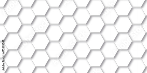 Seamless pattern with hexagons Background with hexagons. Abstract background with lines. white texture background. hexagon abstract background. Surface polygon pattern with glowing hexagon.