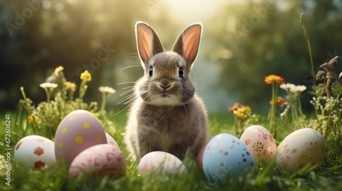 easter bunny with eggs