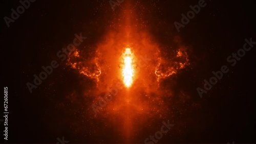 abstract 4k seamless loop background with glowing red fire lights and sparkling flying particles photo