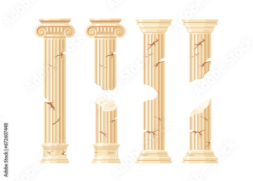 Broken greek column vector isolated on white background