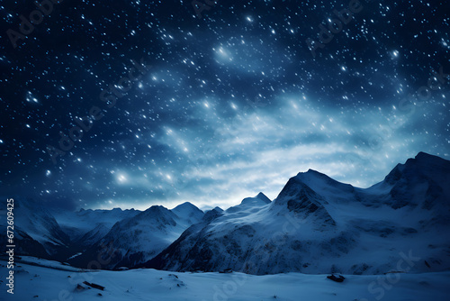 starry sky over mountains - Celestial beauty in the Rockies in moonlit serenity © AgungRikhi