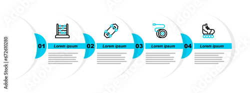 Set line Roller skate, Yoyo toy, Skateboard and Abacus icon. Vector