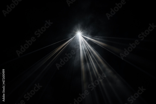 Close up of light beam isolated on black background, aesthetic look