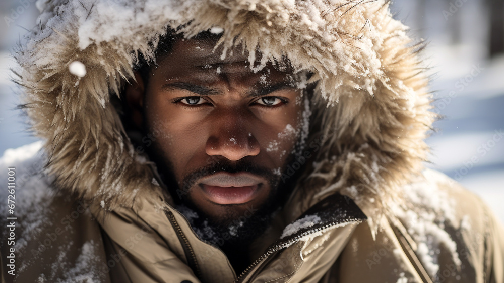 man outside in cold winter man outside in cold winter
