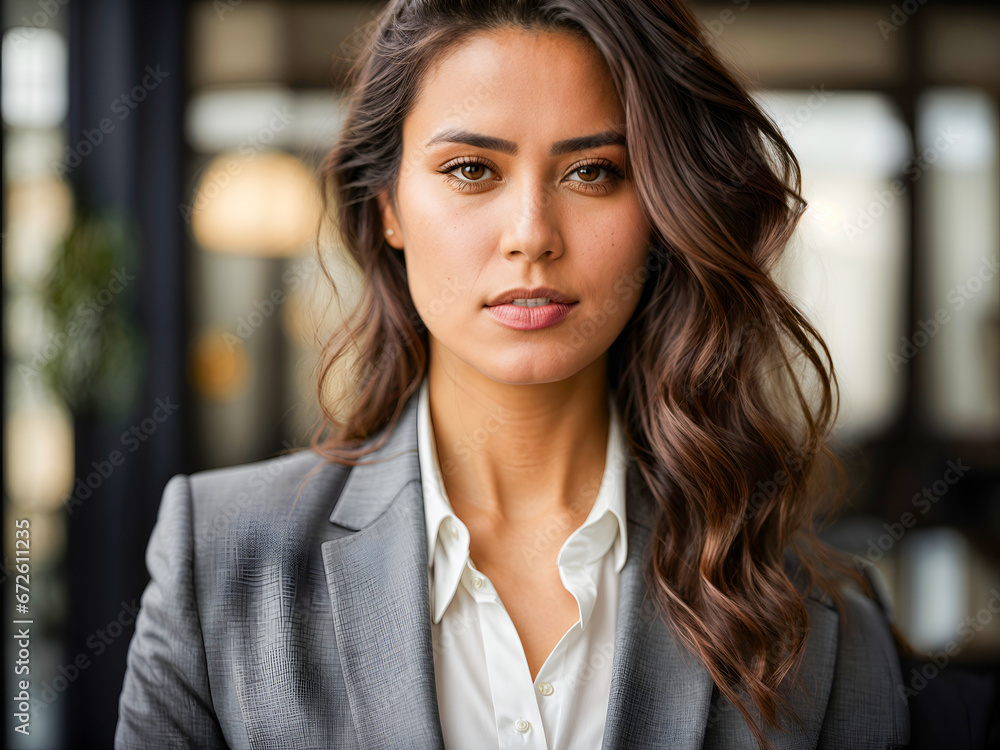 Portrait of beautiful confident woman in business blazer Portrait of beautiful confident woman in business blazer