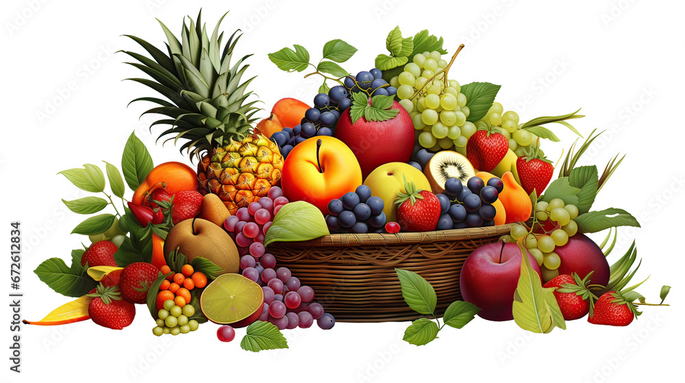 Fruits in basket Ai Generative Fruits in basket Ai Generative