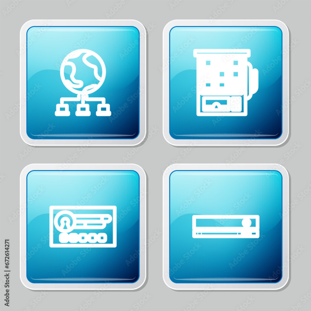 Set line Computer network, Slot machine, Create account screen and Video game console icon. Vector Set line Computer network, Slot machine, Create account screen and Video game console icon. Vector