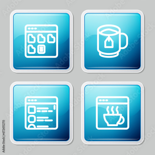Set line Browser files, Cup of tea with tea bag, and Software icon. Vector Free Download Set line Browser files, Cup of tea with tea bag, and Software icon. Vector - GFXLoad