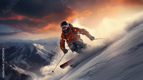 skier on the top of mountain © Kévin