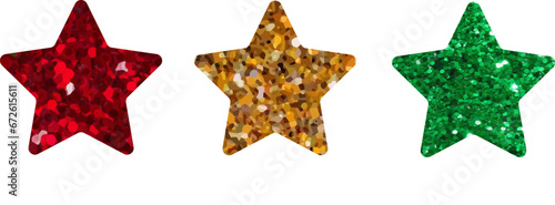 set of christmas glitter stars. vector collection of shiny christmas ornaments. beautiful new year holiday elements