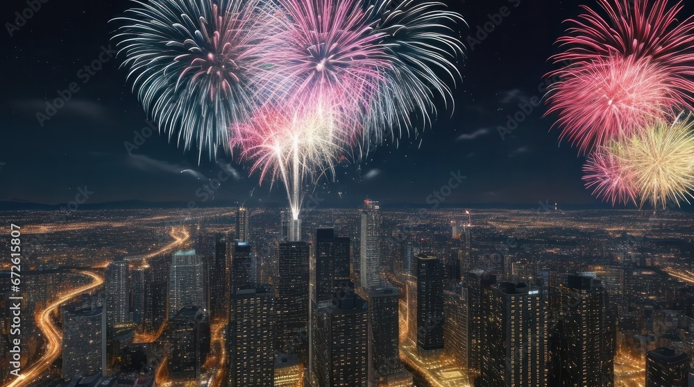 Fototapeta premium fireworks over the city