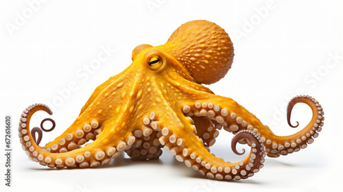 Yellow octopus isolated on white background