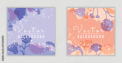 Vector minimalistic cards with plant parts